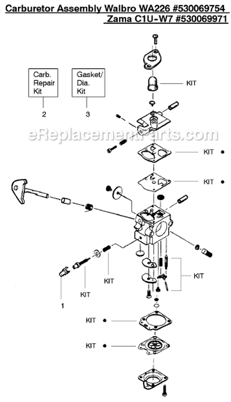 Page A Diagram and Parts List for XT600 Type 2 Weed Eater Trimmer